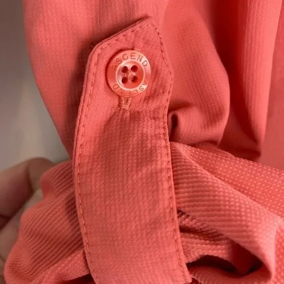 Ascend Coral Button-Up Outdoor Sport Shirt w/ netting lining and zip side pocket - Picture 13 of 15